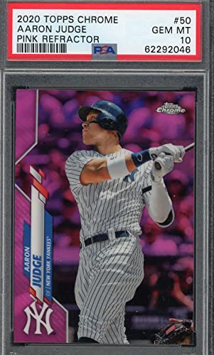 Aaron Judge 2020 Topps Chrome Pink Refractor Baseball Card #50 Graded PSA 10