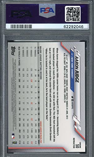 Aaron Judge 2020 Topps Chrome Pink Refractor Baseball Card #50 Graded PSA 10