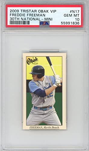 Graded 2009 Tristar Obak VIP Freddie Freeman #N17 30th National Mini Rookie RC Baseball Card PSA 10 Gem Mint