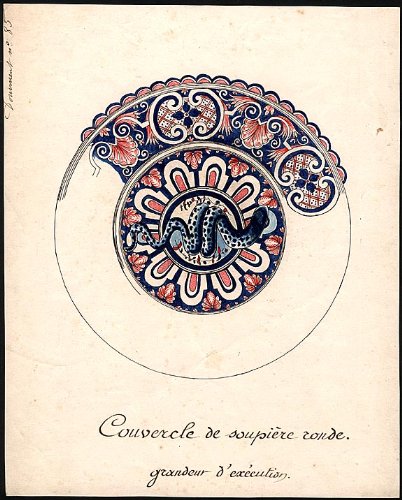 An original design for the lid of a porcelain bowl