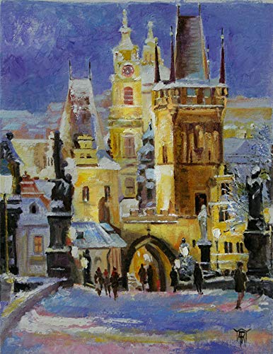 SOLD,Gateway to Prague, The Golden City By Internationally Renown Painter Yary Dluhos