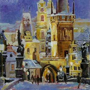 SOLD,Gateway to Prague, The Golden City By Internationally Renown Painter Yary Dluhos