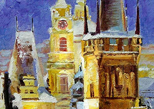 SOLD,Gateway to Prague, The Golden City By Internationally Renown Painter Yary Dluhos