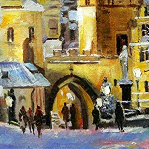 SOLD,Gateway to Prague, The Golden City By Internationally Renown Painter Yary Dluhos