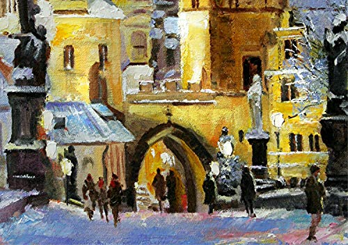 SOLD,Gateway to Prague, The Golden City By Internationally Renown Painter Yary Dluhos