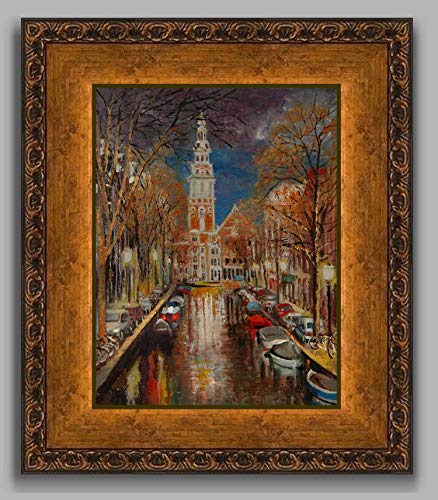 (SOLD) Winter's Arrival, Amsterdam - canal of the Netherlands by internationally renown painter Yary Dluhos