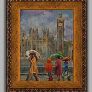 SOLD Thames Promenade, London Rain By Internationally Renown Artist Yary Dluhos