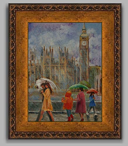 SOLD Thames Promenade, London Rain By Internationally Renown Artist Yary Dluhos