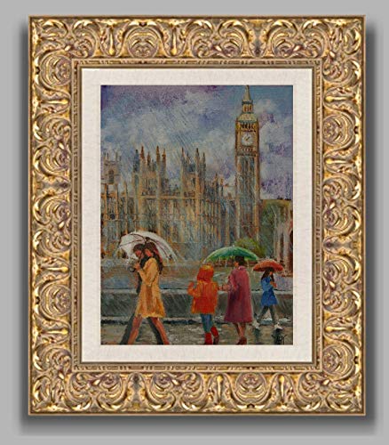 SOLD Thames Promenade, London Rain By Internationally Renown Artist Yary Dluhos