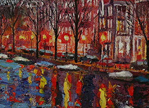 (SOLD) Lights Along Amsterdam - the canals of the Netherlands by internationally renown painter Yary Dluhos