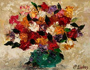 (sold) romantic – rose flower still life by internationally renown painter andre dluhos