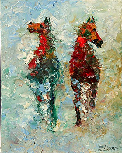 SOLD Listen To The Wind, Equine Horse Painting By Internationally Renown Impressionist Palette Knife Artist Andre Dluhos