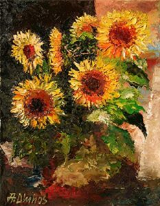 sold let the sun shine, sunflowers by internationally renown painter andre dluhos