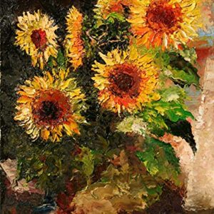 SOLD Let the Sun Shine, Sunflowers By Internationally Renown Painter Andre Dluhos