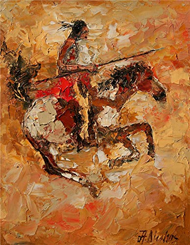 (SOLD) Chasing Buffalo - Equine horse painting by internationally renown painter Andre Dluhos