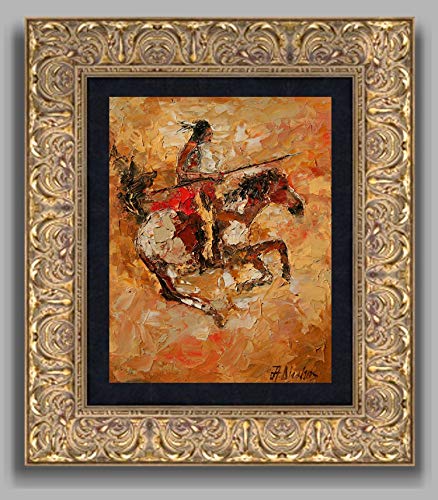 (SOLD) Chasing Buffalo - Equine horse painting by internationally renown painter Andre Dluhos