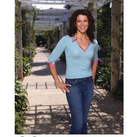 Gilmore Girls 8 Inch x10 Inch photo Lauren Graham smiling blue top