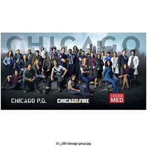 chicago fire, chicago p.d & chicago med full cast 8 inch by 10 inch photograph-bg
