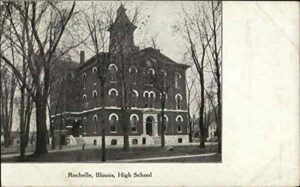 high school rochelle, illinois il original antique postcard 1909