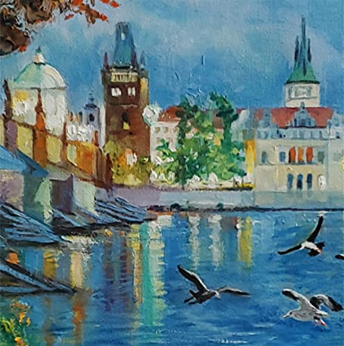 SOLD The River In Prague, Charles Bridge by Internationally Renowned Painter Yary Dluhos