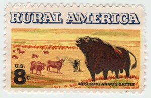 1973 angus cattle rural america issue 8¢ us postage stamp