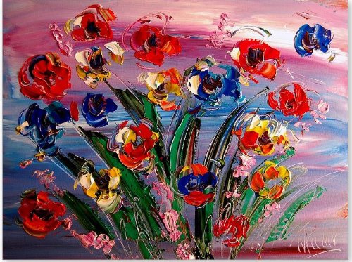 Large 24" Modern Abstract - Wall Decor Art - Original Oil Canvas Painting - Stretched Signed By Mark Kazav - Must Have!