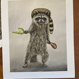 Cute Raccoon With a Broken Bottle and Chicken Leg Print