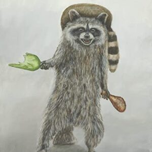 Cute Raccoon With a Broken Bottle and Chicken Leg Print