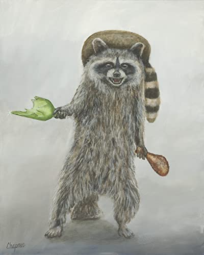 Cute Raccoon With a Broken Bottle and Chicken Leg Print