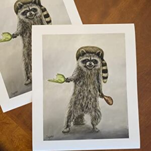 Cute Raccoon With a Broken Bottle and Chicken Leg Print