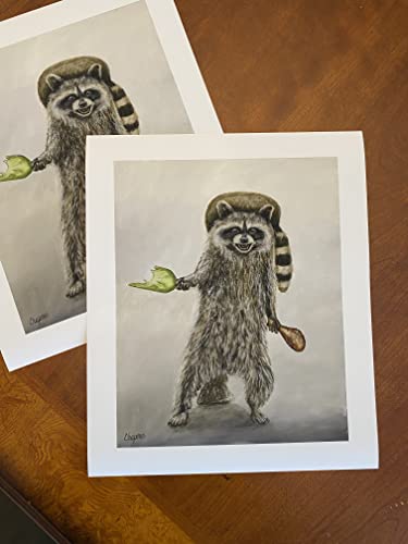 Cute Raccoon With a Broken Bottle and Chicken Leg Print