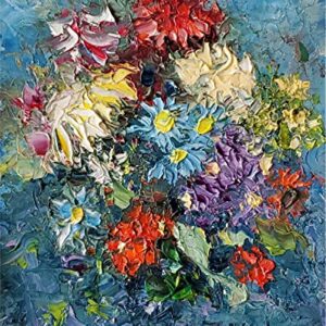 The Rain Grows Them, Flower Still Life Limited Edition Embellished Canvas Print, Signed and Numbered Print by Andre Dluhos