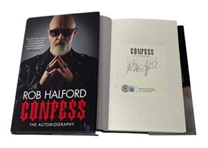 rob halford signed autographed confess 1st edition book judas priest beckett coa