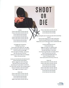 august alsina signed autographed shoot or die song lyric sheet rapper acoa coa