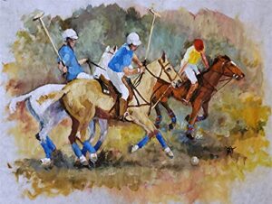 the polo players, equestrian by internationally renowned painter yary dluhos