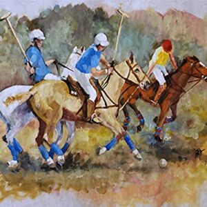 The Polo Players, Equestrian by Internationally Renowned Painter Yary Dluhos