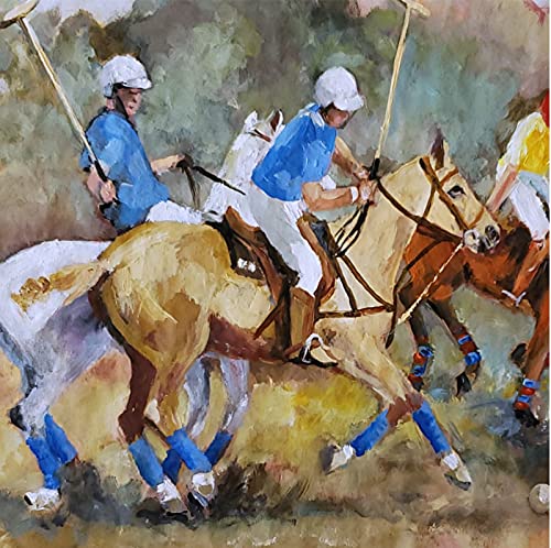 The Polo Players, Equestrian by Internationally Renowned Painter Yary Dluhos