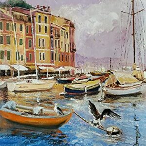 SOLD Portofino Harbor, Mediterranean Italy by Internationally Renowned Painter Yary Dluhos