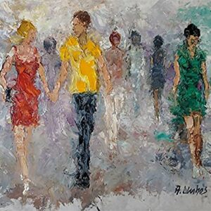 SOLD - Distinct Emotions, People In the City By Internationally Renowned Artist Andre Dluhos