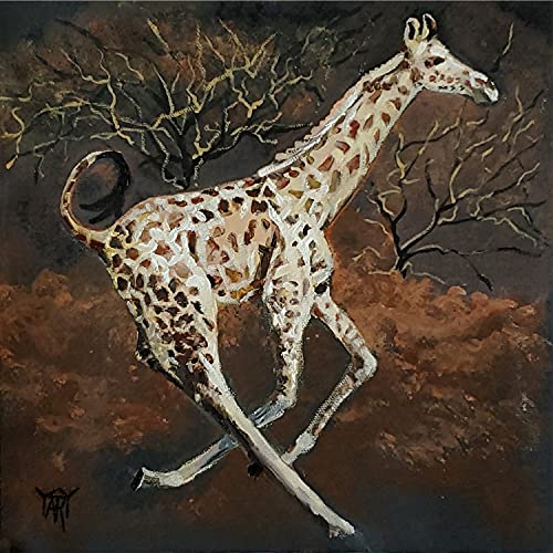 Long Stride - African Giraffe by Internationally Renowned Painter Yary Dluhos