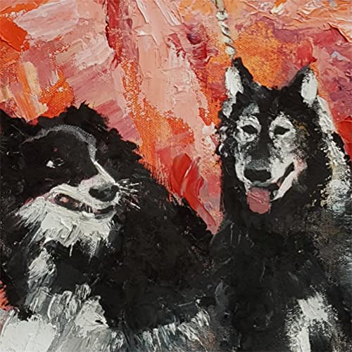 Two Boys and a Girl, Dog Walker by Internationally Renowned Painter Yary Dluhos