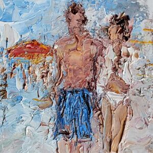 Summer Resort, People on the Beach By Internationally Renowned Artist Andre Dluhos