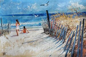 sold – hampton’s summer, seascape by internationally renowned painter yary dluhos