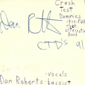 Dan Roberts Bassist Vocals Crash Test Dummies Rock Signed Index Card JSA COA