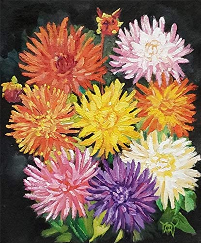 Dahlias - Floral Still Life by Internationally Renowned Painter Yary Dluhos