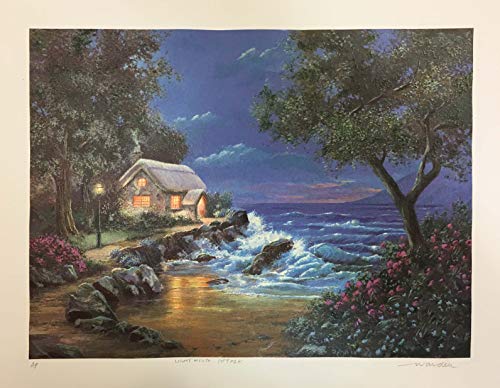 Lighthouse Cottage (Nature Landscape Decor Art Framed)