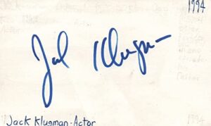 Jack Klugman Actor Signed 3x5 Index Card with JSA COA