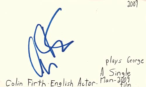 Colin Firth English Actor Signed 3x5 Index Card with JSA COA