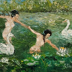SOLD Pond Maidens, Lily Pond Women By Internationally Renown Artist Andre Dluhos