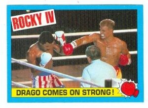 carl weathers as apollo creed and dolph lundgren as ivan drago rocky iv trading card #23 1985